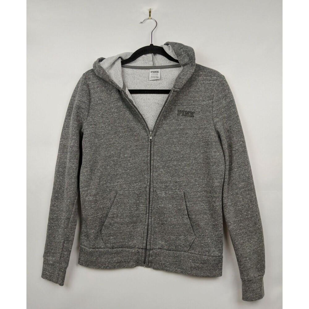 Victoria's Secret PINK Hoodie S Gray Heather Logo Full Zip